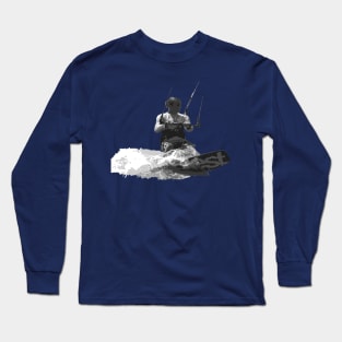 Kitesurfer Surfing The Wave Artistic Illustration Long Sleeve T-Shirt